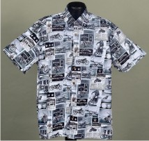 Vintage Motorcycles Hawaiian shirt- Made in USA- Cotton